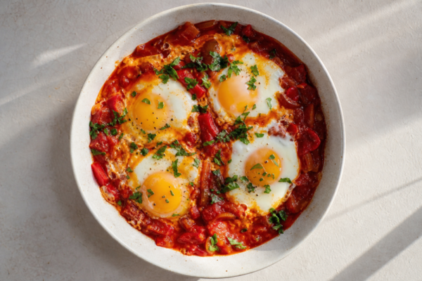 Shakshuka: rețetă simplă cu ouă și sos de roșii